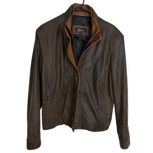 Remy Lambskin Leather Jacket Womens Large Brown Full Zip Snap Handcrafted USA